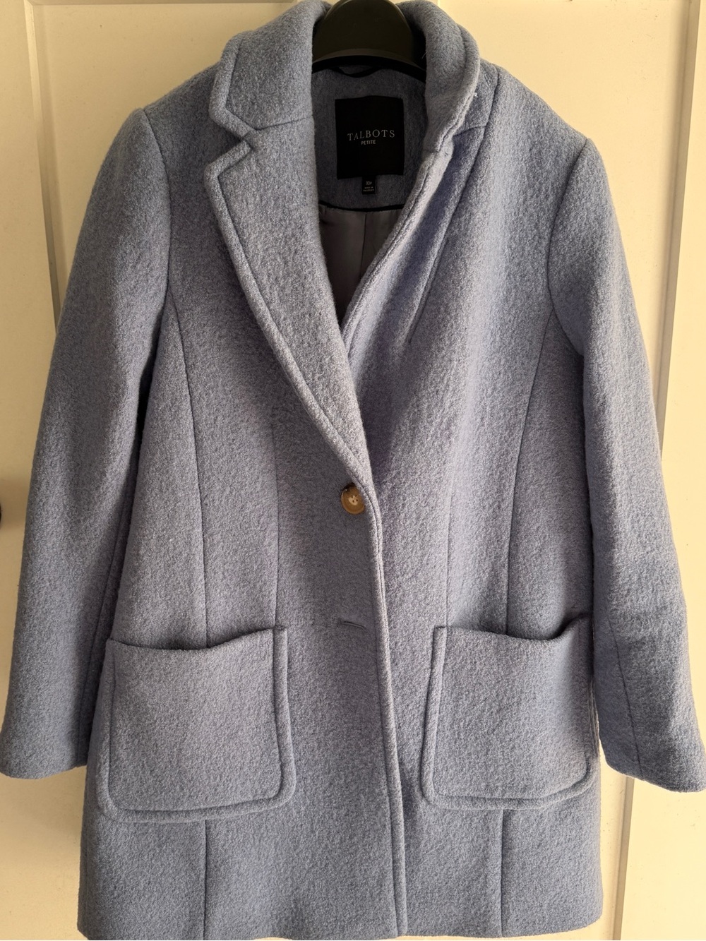 Talbots Powder Blue Wool-Blend Single-Button Pea Coat